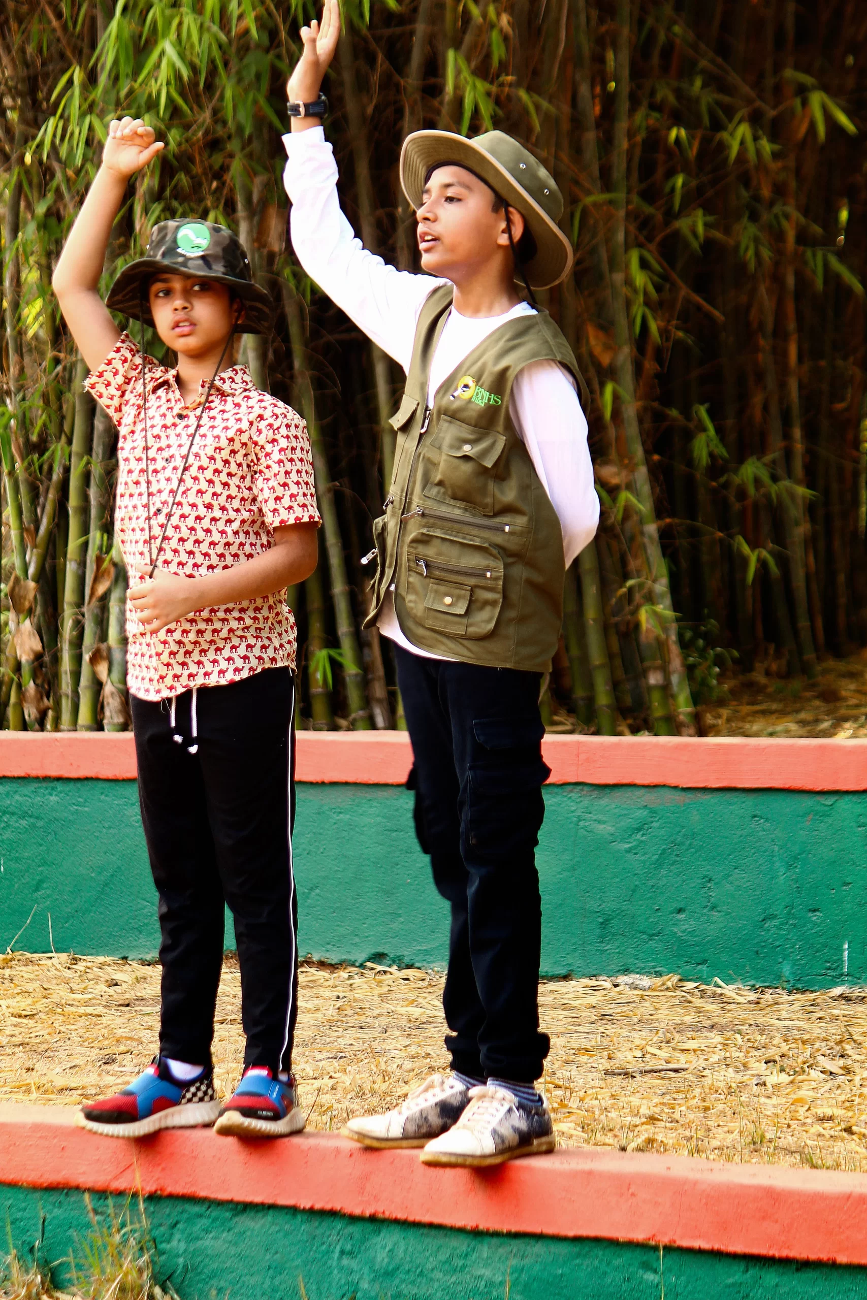 Children in proper gear participating in an outdoor nature workshop with BNHS