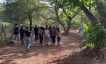 Young kids on a nature trail with BNHS